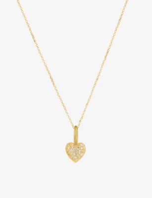 SIF JAKOBS: Caro heart-shaped 18ct gold-plated sterling-silver and zirconia pendant necklace