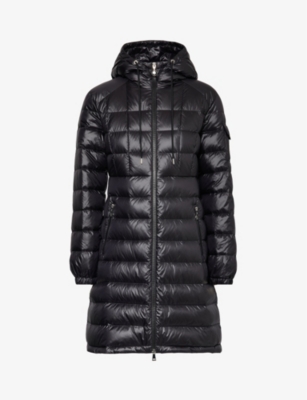 Moncler Womens Black Amintore Brand-patch Slim-fit Shell-down Jacket