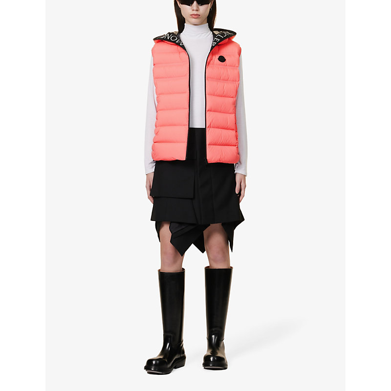 Shop Moncler Women's Pink Aliterse Brand-patch Regular-fit Shell-down Vest