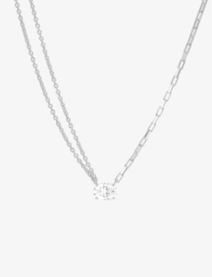 SIF JAKOBS: Ellisse Uno sterling-silver and zirconia pendant necklace