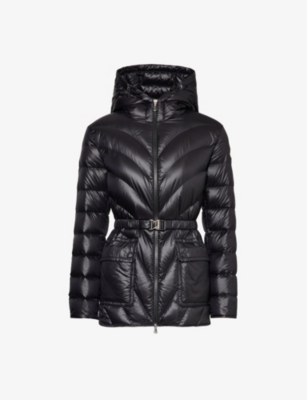 Moncler Womens Black Argenno Brand-patch Shell-down Jacket