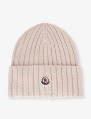 MONCLER BRAND-TAB RIBBED WOOL-KNIT BEANIE