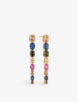 SIF JAKOBS: Ellisse Lungo Otto 18ct yellow gold-plated sterling silver and zirconia drop earrings