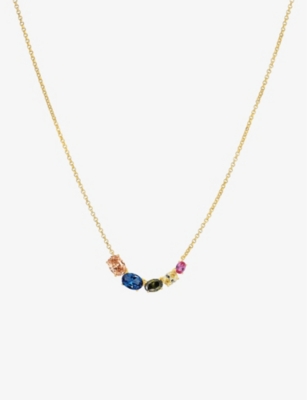 SIF JAKOBS: Ellisse Cinque 18ct yellow gold-plated sterling silver and zirconia pendant necklace