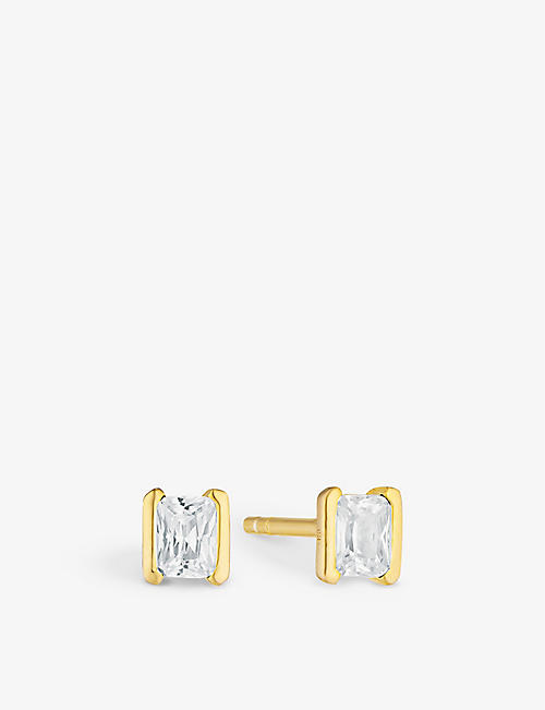 SIF JAKOBS: Roccanova Piccolo 18ct yellow gold-plated sterling silver and zirconia stud earrings