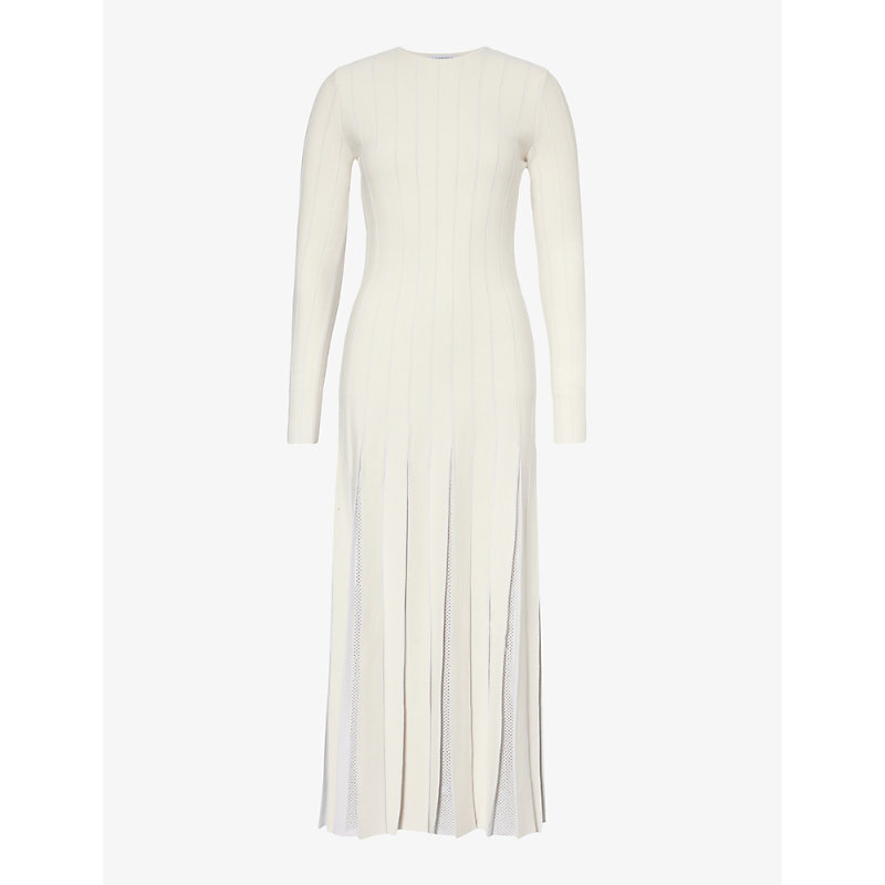 Gabriela Hearst Womens Ivory Walsh Pleated-panel Virgin-wool Blend Midi Dress