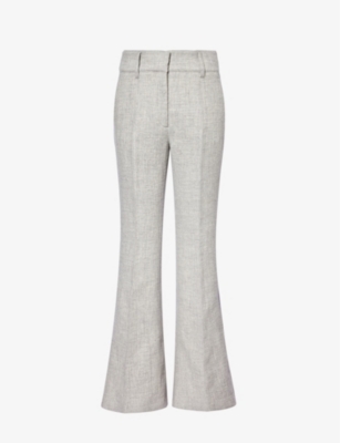 Gabriela Hearst Womens Light Grey Melange Rhein Flared-leg Mid-rise Cashmere And Linen-blend Trouser In Grey
