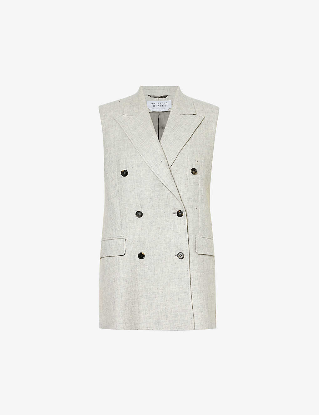 Gabriela Hearst Womens Light Grey Melange Mayte Double-breasted Cashmere And Linen-blend Waistcoat