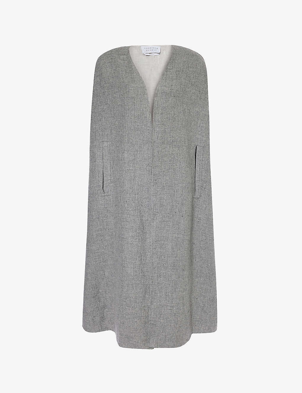 Shop Gabriela Hearst Lindlow Side-pocket Cashmere And Linen-blend Cape In Light Grey Melange