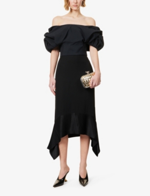 Shop Gabriela Hearst Women's Black Erwan Puff-sleeved Silk And Wool-blend Top
