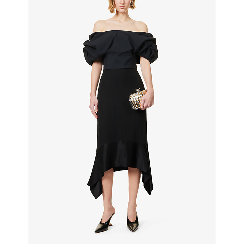 Shop Gabriela Hearst Womens Black Erwan Puff-sleeved Silk And Wool-blend Top