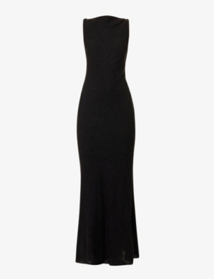 Shop Gabriela Hearst Women's Black Seren Boat-neck Virgin-wool Blend Maxi Dress