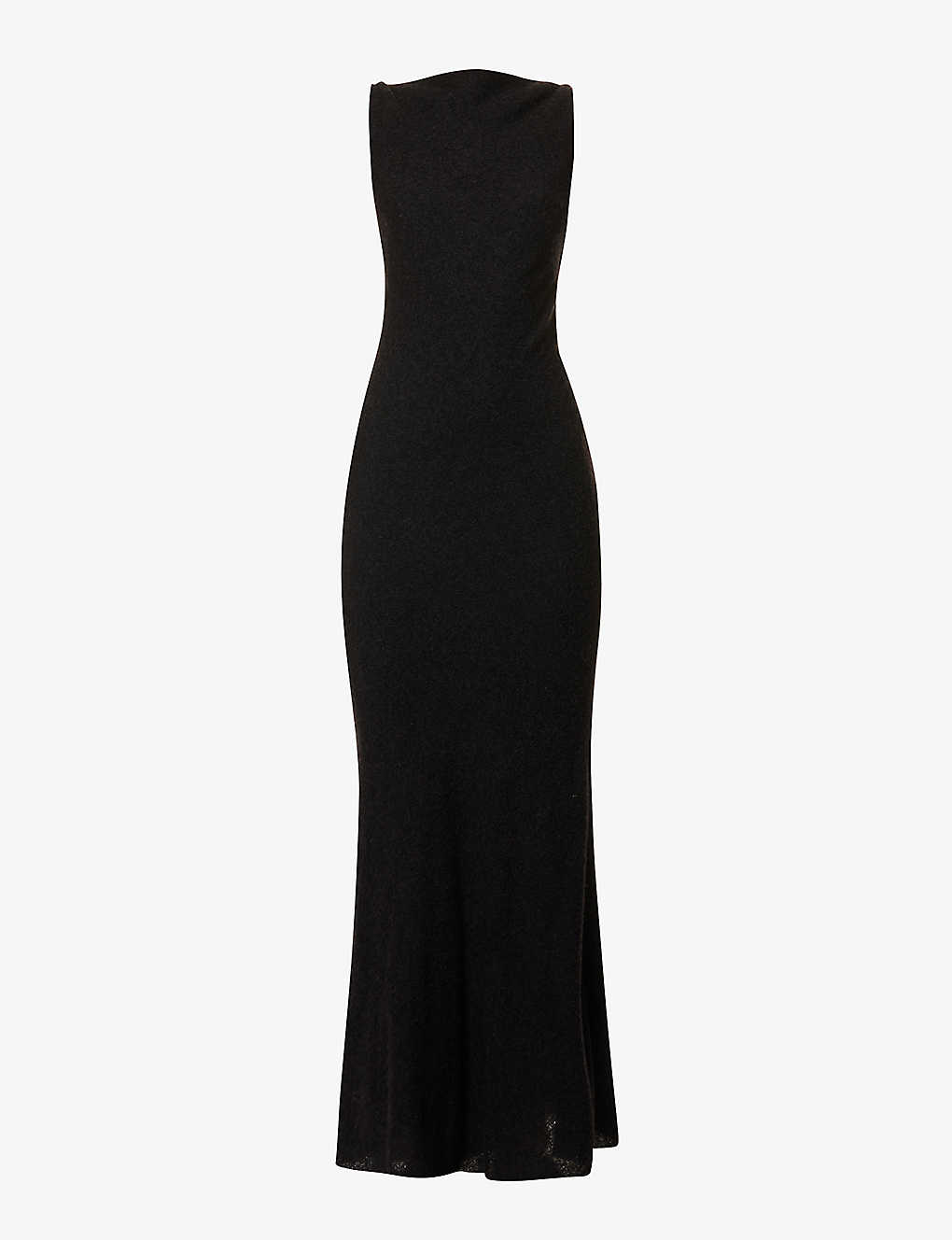 Gabriela Hearst Womens Black Seren Boat-neck Virgin-wool Blend Maxi Dress