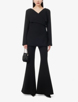 Shop Gabriela Hearst Women's Black Desmond Wide-leg Mid-rise Wool Trousers