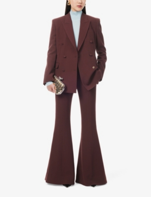 Shop Gabriela Hearst Women's Deep Bordeaux Desmond Wide-leg Mid-rise Wool Trousers