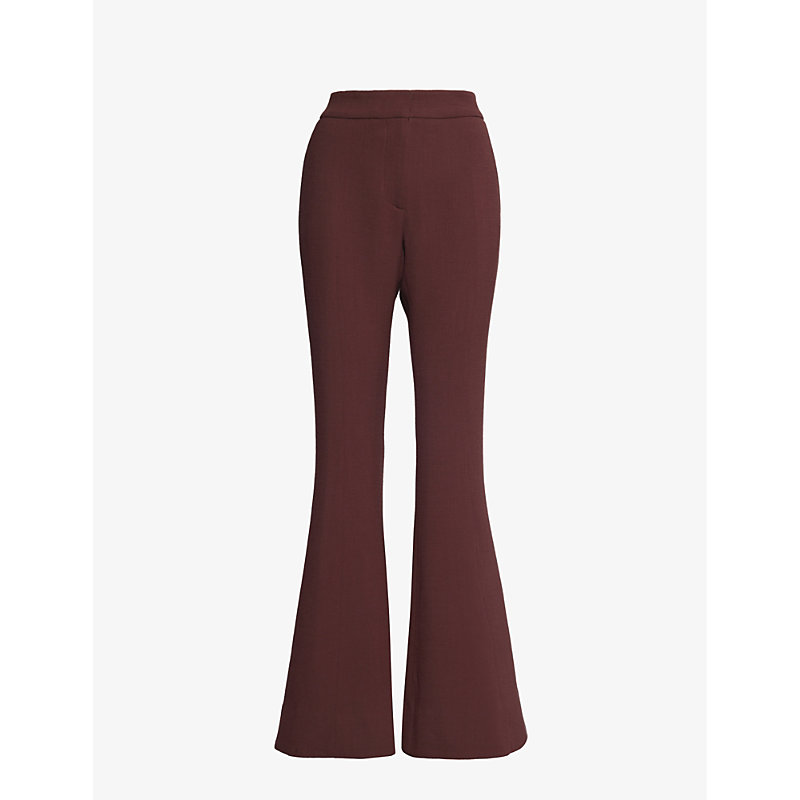 Shop Gabriela Hearst Women's Deep Bordeaux Desmond Wide-leg Mid-rise Wool Trousers
