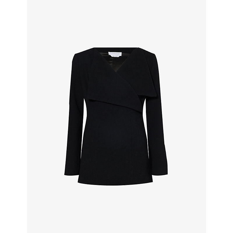 Shop Gabriela Hearst Keir Padded-shoulder Wool Jacket In Black