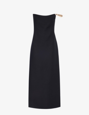 Shop Gabriela Hearst Womens Black Anica Strapless Wool And Silk-blend Maxi Dress
