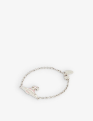Vivienne Westwood Jewellery Kika Crystal-embellished Brass Bracelet In Platinum/l Rose,w Opa