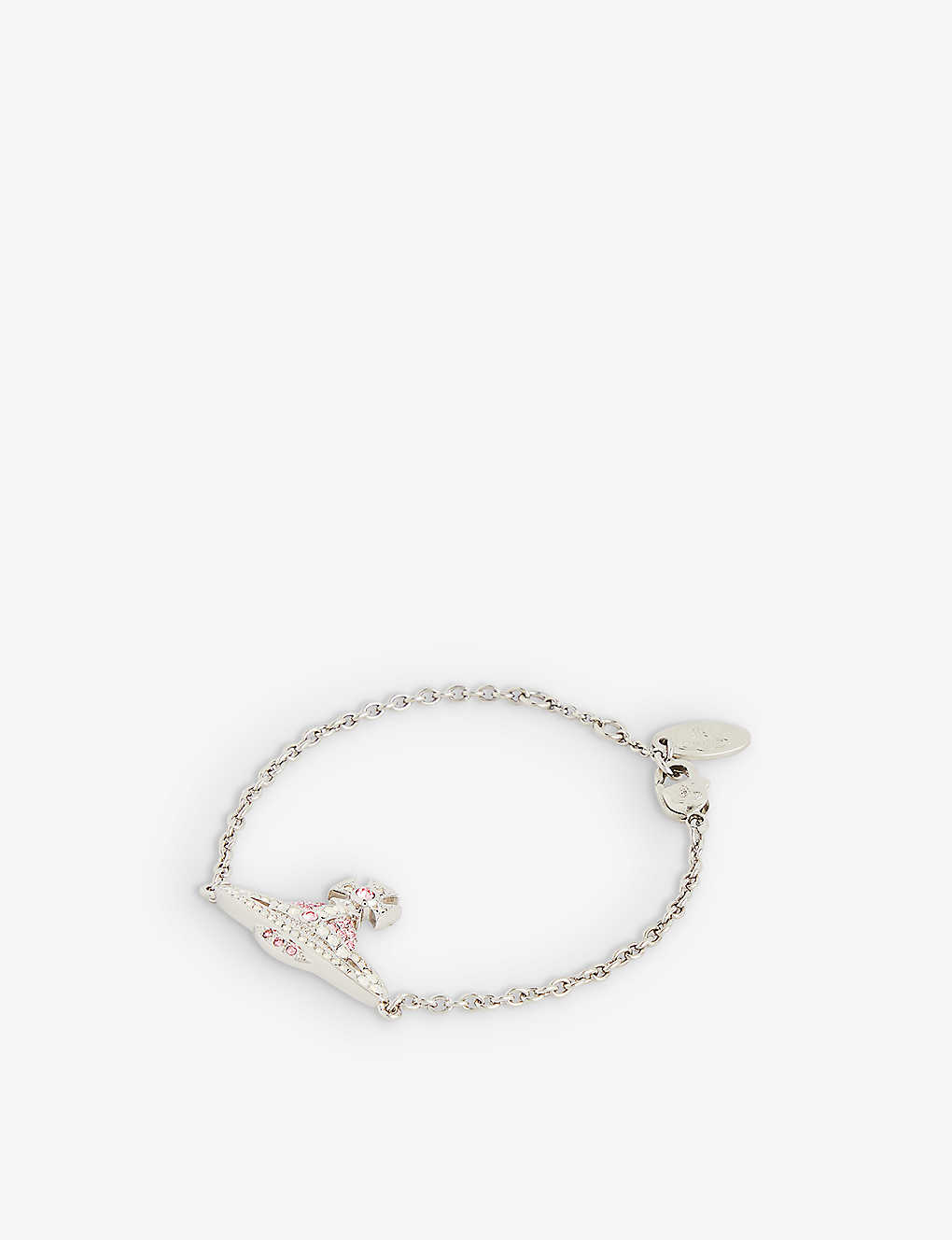 Vivienne Westwood Jewellery Kika Crystal-embellished Brass Bracelet In Platinum/l Rose,w Opa