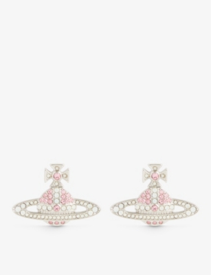 VIVIENNE WESTWOOD JEWELLERY: Kika crystal-embellished brass stud earrings