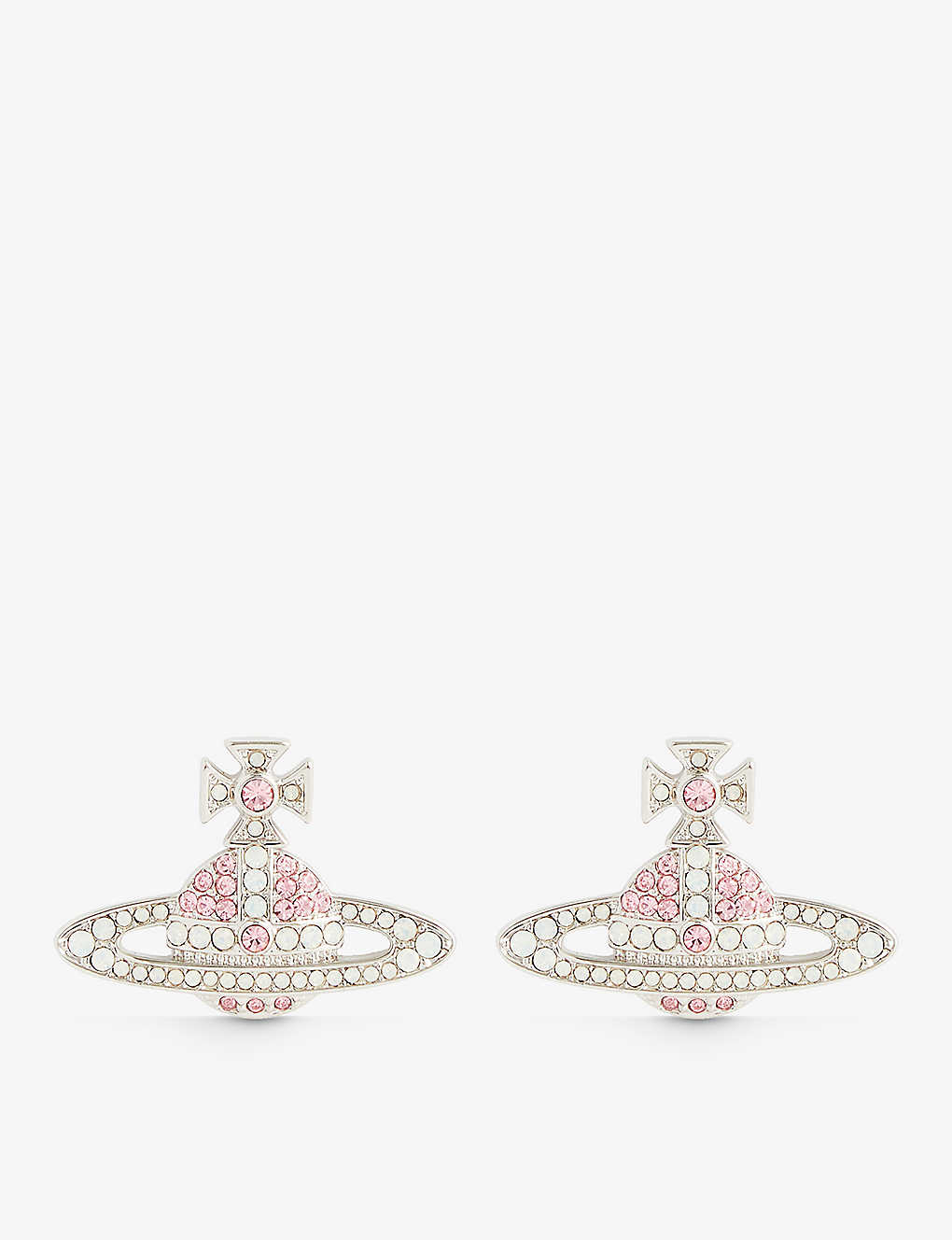 Vivienne Westwood Jewellery Kika Crystal-embellished Brass Stud Earrings In Platinum/l Rose,w Opa