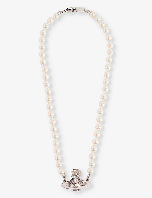 VIVIENNE WESTWOOD JEWELLERY: Roxanne brass and faux-pearl pendant necklace