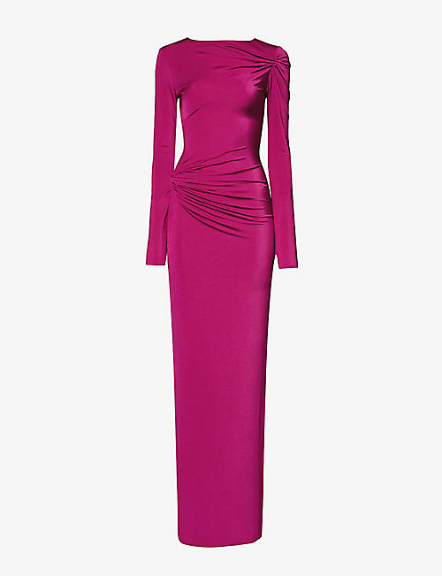 16 ARLINGTON: Nubria long-sleeved stretch-woven jersey gown