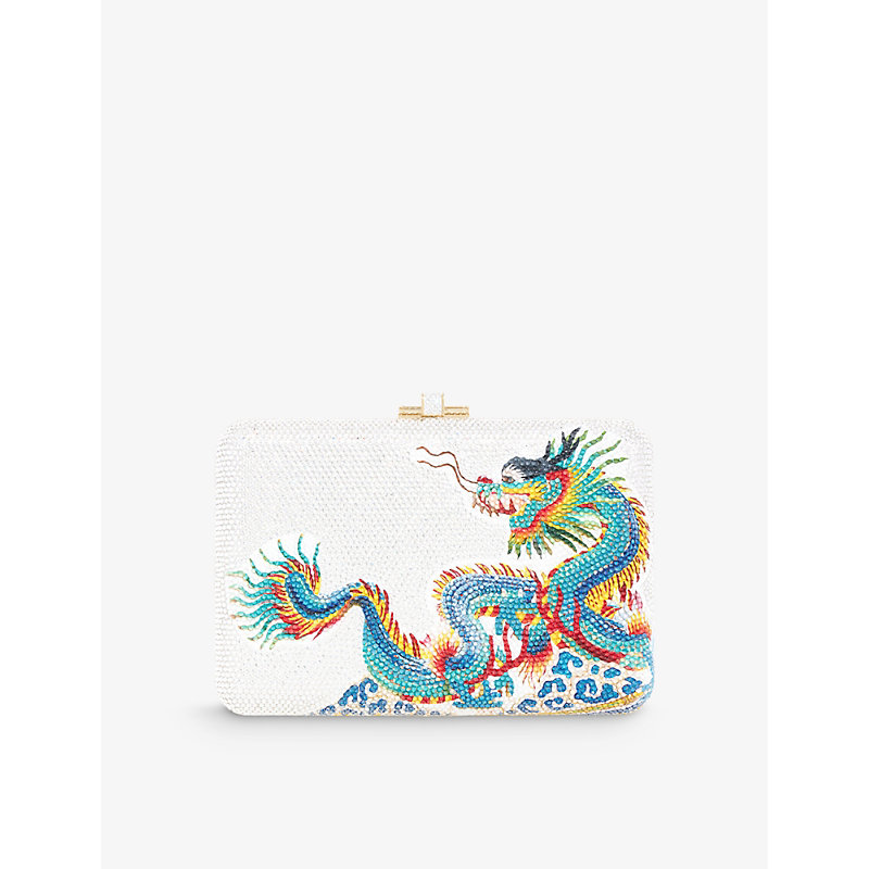 Shop Judith Leiber Couture Womens Champagne Multi Dragon's Fortune Crystal-embellished Metal Clutch Bag