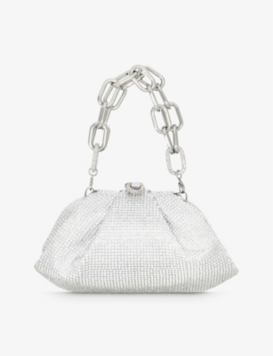 Judith Leiber Gemma Crystal-embellished Clutch-on-chain In Silver Rhine