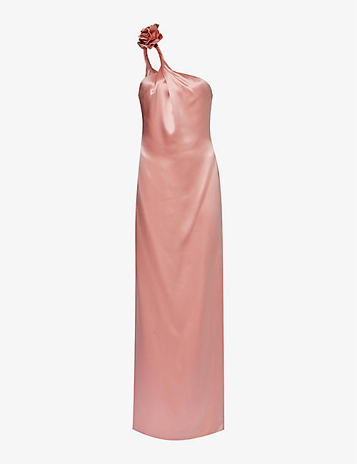 MAGDA BUTRYM: Floral-embellished slim-fit silk maxi dress