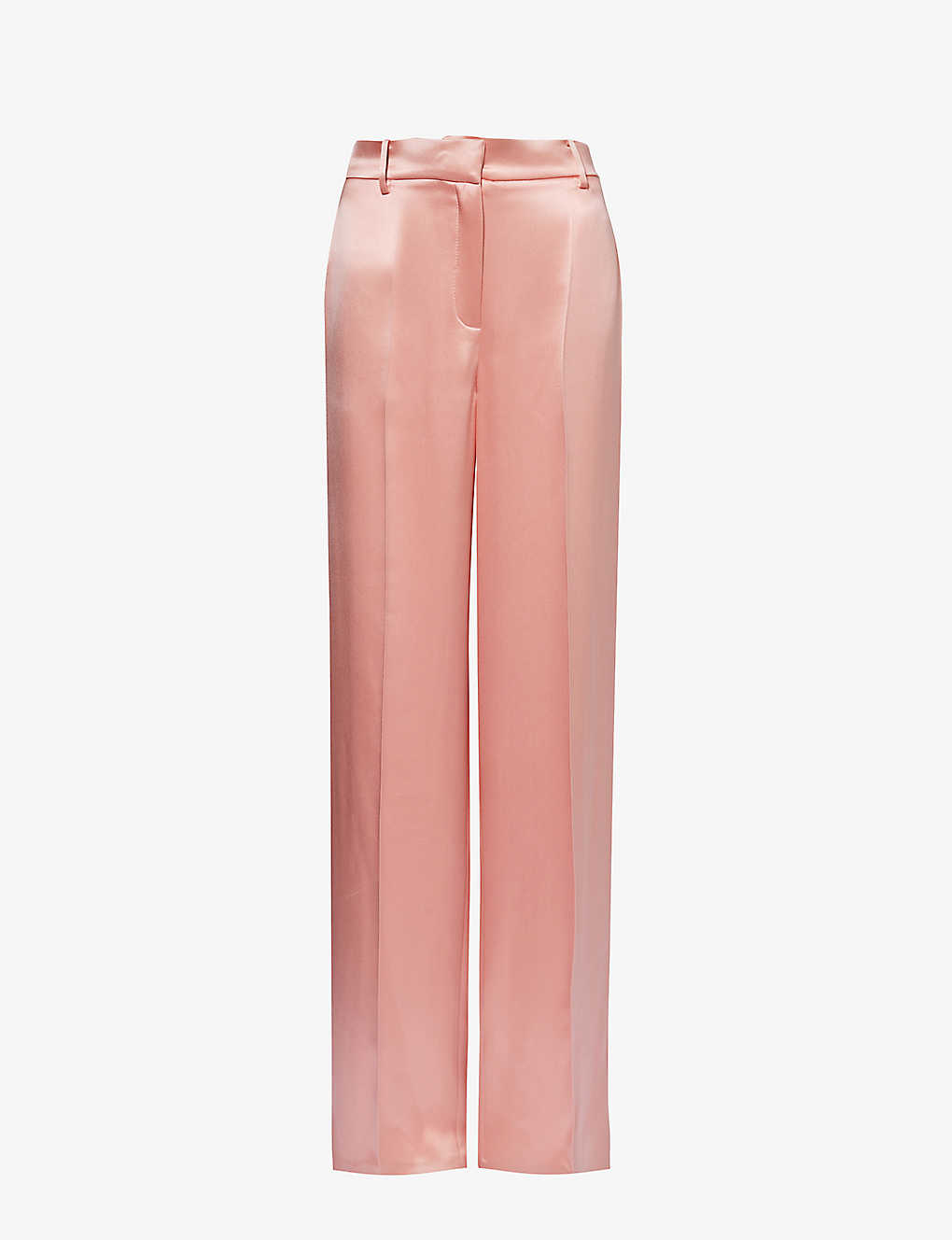 Magda Butrym Womens Pink Pressed-crease Relaxed-fit Wide-leg High-rise Stretch-silk Trousers
