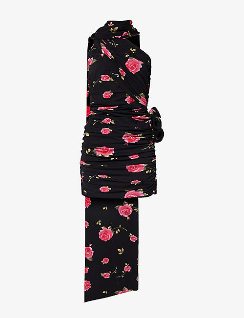 MAGDA BUTRYM: Floral-print slim-fit stretch-woven mini dress