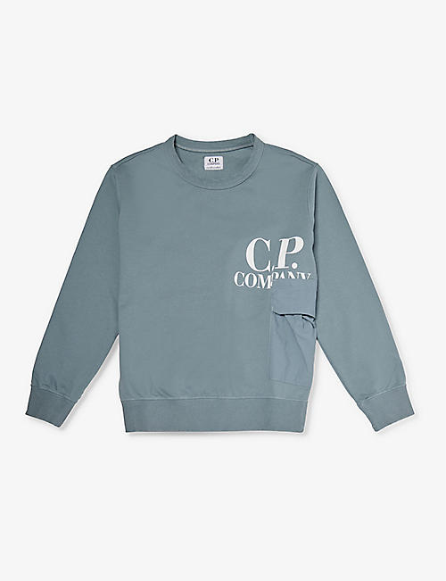 CP COMPANY: Logo-print crew-neck cotton-jersey sweatshirt 8-14 years