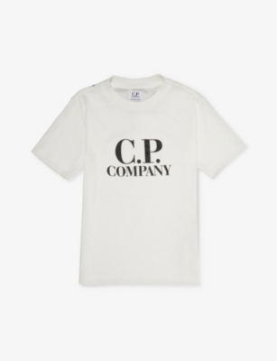 Shop C.p. Company Cp Company Boys Gauze White Kids Logo-print Crew-neck Cotton-jersey T-shirt 4-12 Years