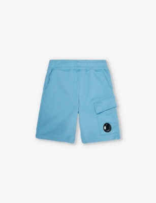 CP COMPANY: Lens-embellished patch-pocket cotton-jersey sweat shorts 6-14 years