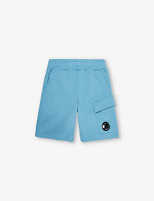 CP COMPANY: Lens-embellished patch-pocket cotton-jersey sweat shorts 6-14 years