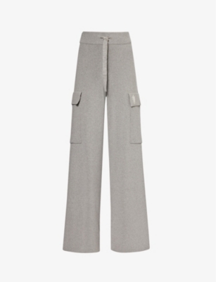 AMIRI - Logo-embroidered ribbed-knit cotton and cashmere-knit trousers ...