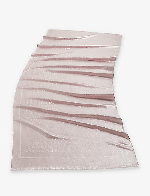 BVLGARI: Lettere Maxi logo-print silk and wool-blend scarf