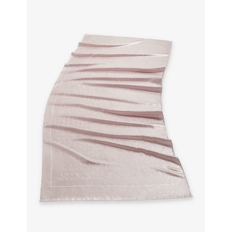 Bvlgari Womens Pink Light Lettere Maxi Logo-print Silk And Wool-blend Scarf