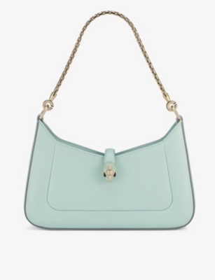 Shop Bvlgari Womens Light Blue Serpenti Forever Leather Shoulder Bag