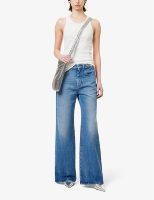 Shop Rabanne Women's Denim Stone Wide-leg High-rise Jeans