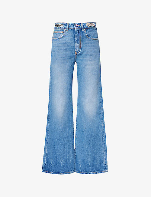 RABANNE: Wide-leg high-rise jeans