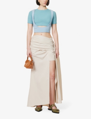Shop House Of Sunny Women's Pearl Cascade Asymmetric-hem Cotton-blend Skirt