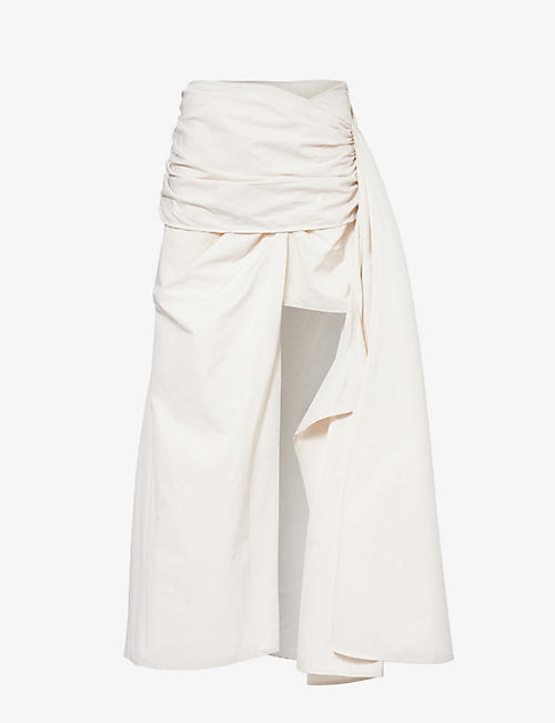 HOUSE OF SUNNY: Cascade asymmetric-hem cotton-blend skirt