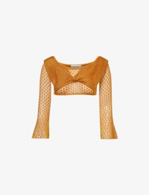 HOUSE OF SUNNY: Solar cropped slim-fit knitted top