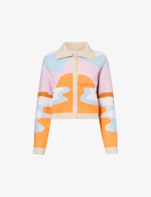 HOUSE OF SUNNY: Sunrise Tripper graphic-pattern knitted cardigan