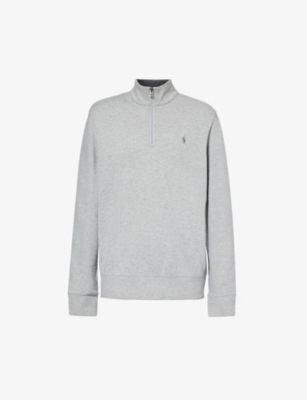 POLO RALPH LAUREN: Brand-embroidered funnel-neck cotton-blend sweatshirt