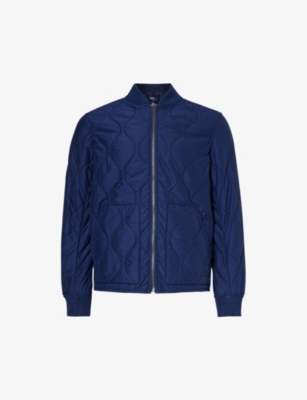Shop Polo Ralph Lauren Quilted Regular-fit Cotton-blend Jacket In Newport Navy