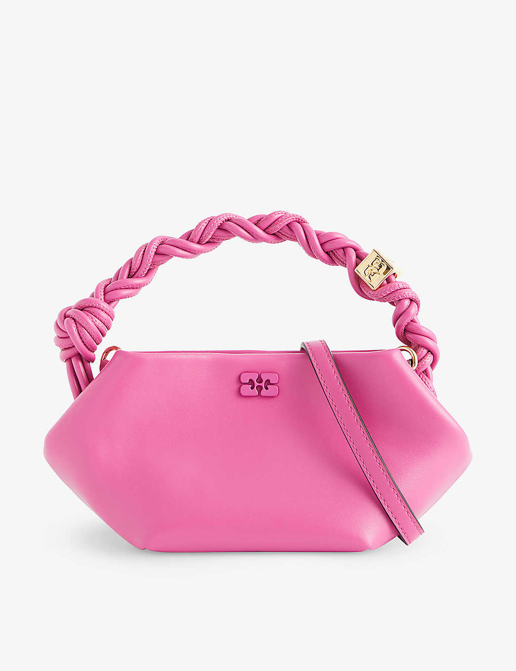 Ganni Shocking Pink Bou Leather-blend Top-handle Bag